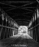 Bennett's Mill covered bridge in South Shore, Ky., June 1976 black & white photograph.
